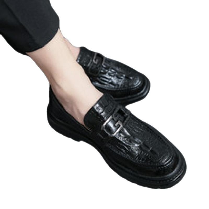 Men's Small Leather Shoes Autumn New Leather Shoes Men's Alligator Pattern Business Dress Casual Shoes Foot Loafers Men's