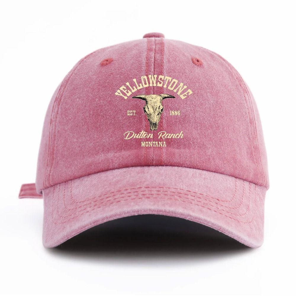 Bull Skull Western Cowboy Baseball Hats Cotton Distressed Dad Hat Outdoor Sun Hat  for Men Women