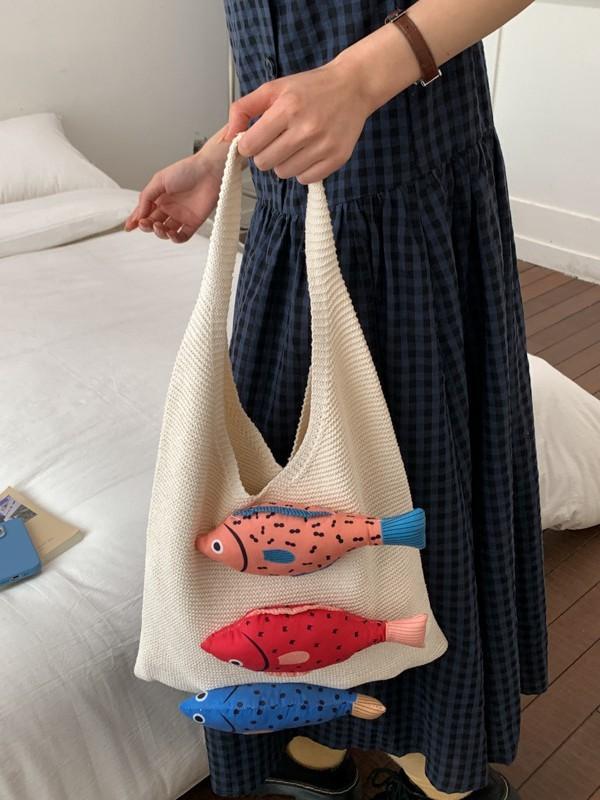 Ethnische Strick-Tragetasche für Damen mit großem Fassungsvermögen und handgefertigtem Design für den täglichen Gebrauch