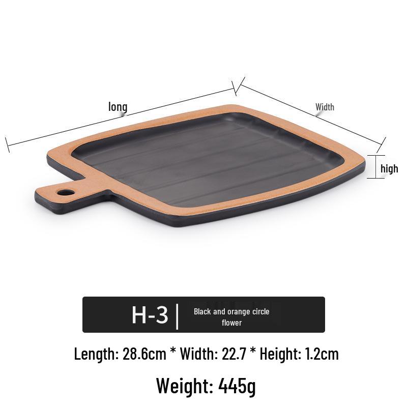 Creative Melamine Plate with Handle - Japanese Imitation Porcelain for Pizza, Steak, and Barbecue