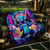 1PC Cartoon Aloha Alien 626 Printed Blanket Flannel Throw for Sofa, Indoor, Camping, Living Room, Office, Chair, And Bed Soft Birthday Gift