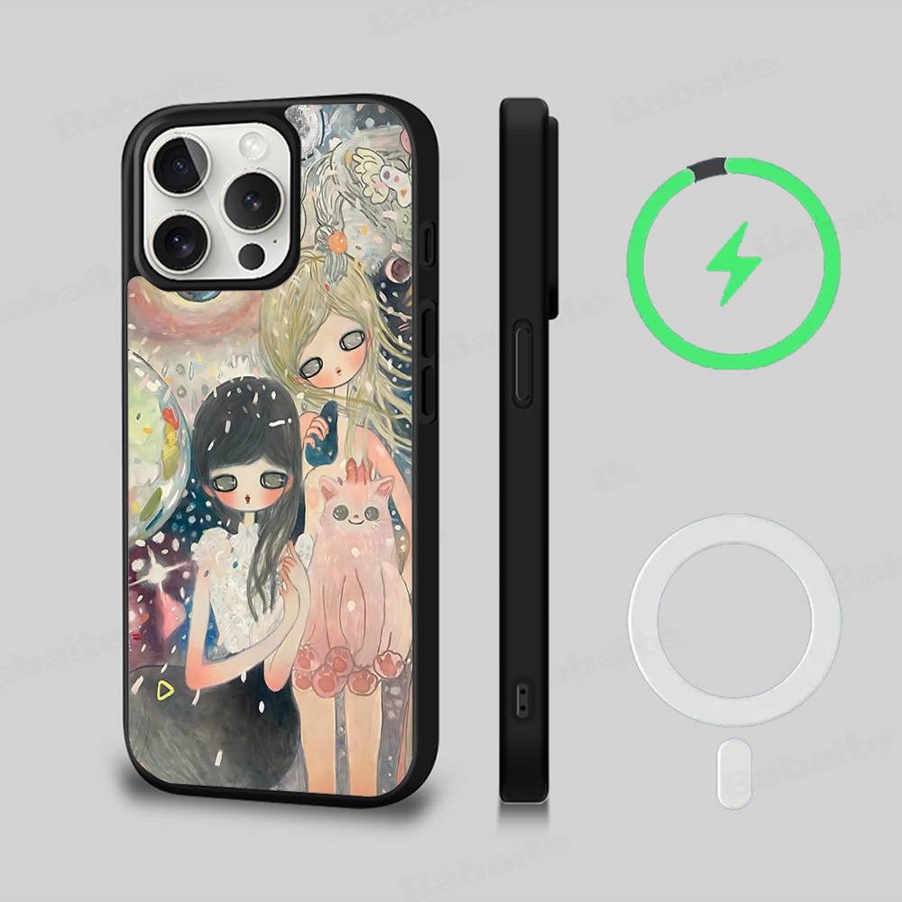 Aya Takano Paintings For Magsafe Magnetic Phone Case For IPhone 17 16 15 14 13 12 11 Plus Pro Max PC+TPU Cover iPhone 13