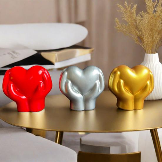 Valentýnská figurka Láska Srdce Dvojité ruce držící srdce Pryskyřičná soška Svatba Večírek Domov Kancelář Stolní dekorace