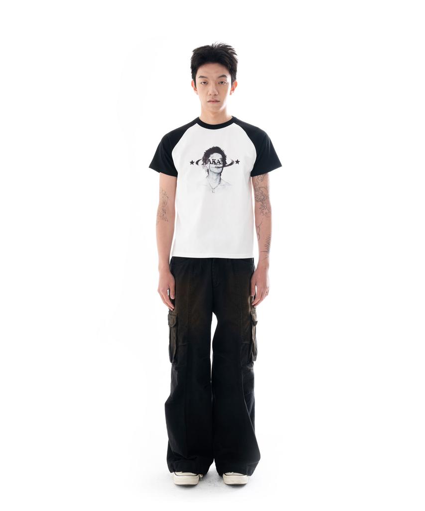 AAKAM Knee Pin-Tuck Wide Cargo Pants (Washed Black)