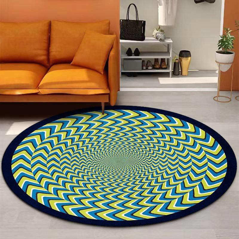 Stripe Pattern Carpet Lines Design Round Mat Modern Outdoor Indoor Decoration Rug for Porch Patio Living Room Bedroom Terrace