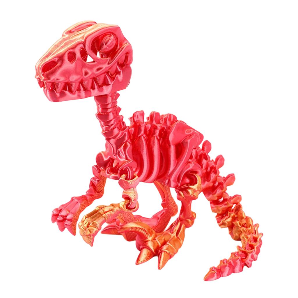 3D Printed Articulated Raptor Skeleton Figurine Dinosaur Bones Poseable ModelToy For Home Office Decors and Collector