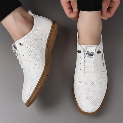 Summer New Comfortable Men's Breathable Shoes Hollowed Out Formal Dress Shoes Male Office Wedding Outdoor Leisure Walking Shoes