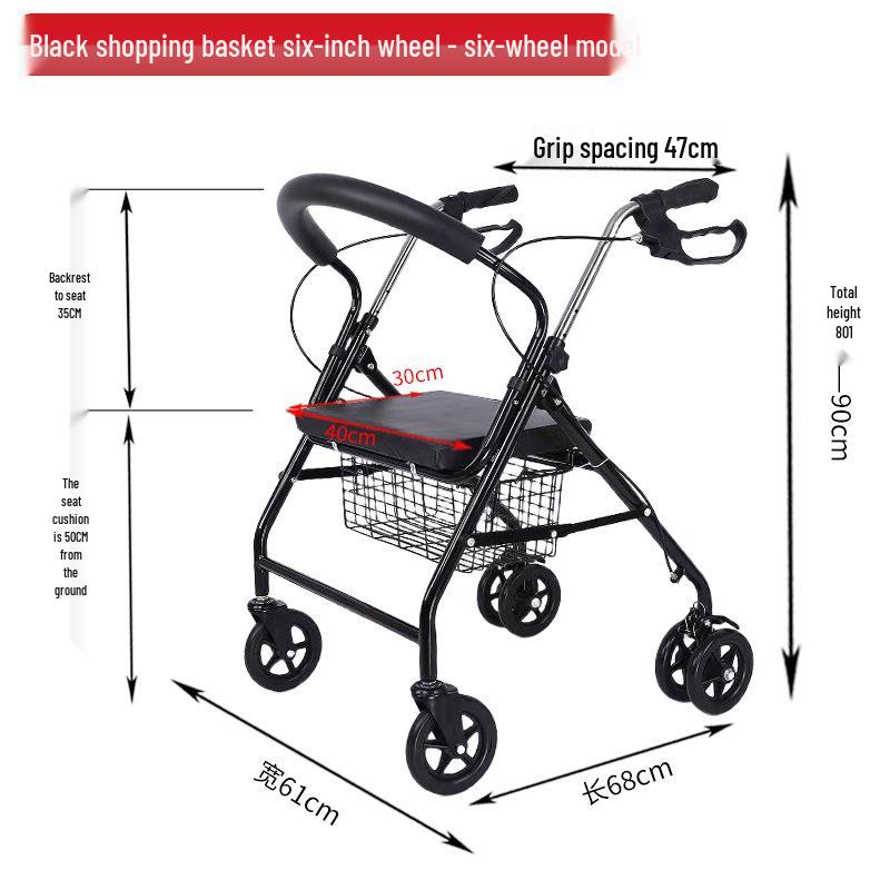 Rollator Walker with Seat & Basket for Elderly Mobility and Shopping
