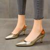 Pointed Stiletto Shoes Women's High-heeled Shiny Leather Fashion Shoes He Lies