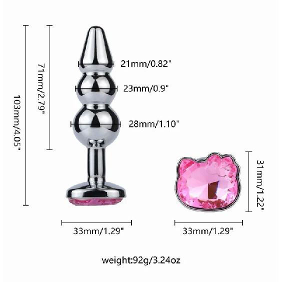 Fetă de pisică drăguță Cristal Stimulator Plug anal metalic din oțel inoxidabil Jucării sexuale anale Masaj de prostată Dildo Masturator sexy pentru adulți