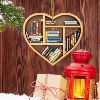 Christmas Decorations Creative Library Bookshelf Heart Ornament Lovers Heart Ornament Cute Navidad 2D Bookworm Decorations