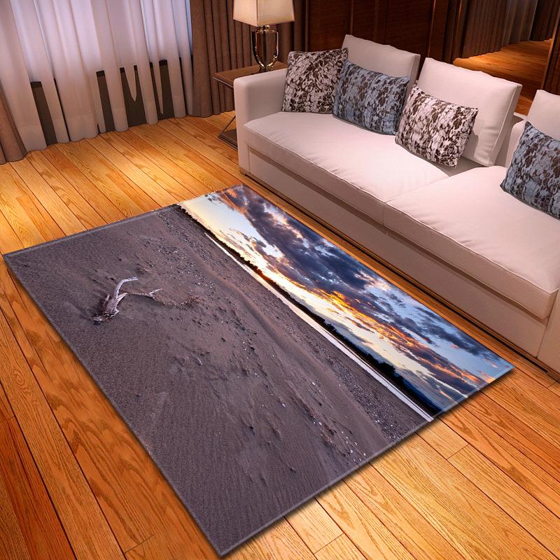 Beach Concept Landscape Living Room Carpet Bedroom Dining Room Floor Mat Pattern Size