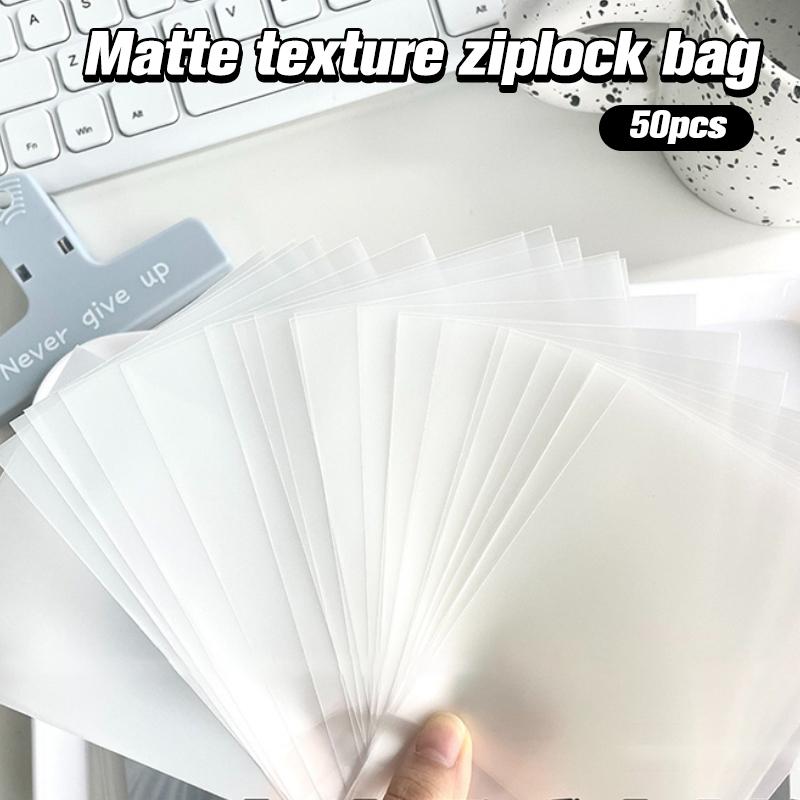 50 Adet Buzlu Şeffaf Kart Kılıfı Saklama Çantası Kart Fotoğraf Koruyucu Ticari Kartlar Kalkan Kapağı Paketleme Çantası Kilitli Poşet