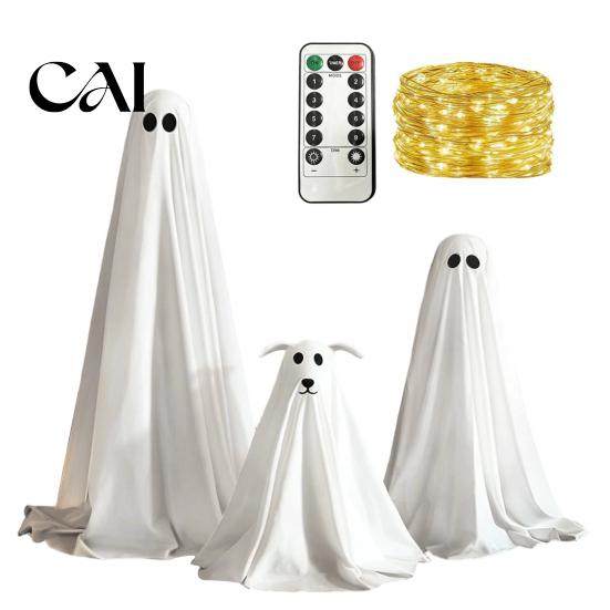 Festive Spooky Atmosphere Ornaments Halloween Ghost Dog Decoration, Ornament with LED Lights And Floating Decor for Entryway Remote Control,