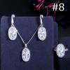 Conjunto de collar y pendientes de compromiso con circonita cúbica ovalada súper brillante de WWJ