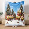 1Pc Happy Minions Holiday Wreath Blanket Soft Throw Blanket For Home Bedroom Bed Sofa Travel Office Solid Christmas Blanket