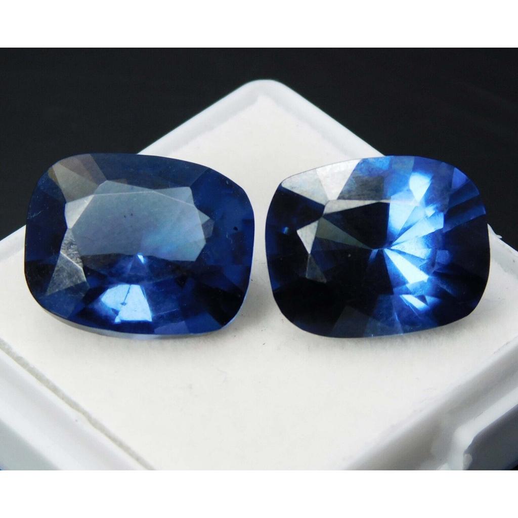 16.90 Ct NATURAL Sapphire BLUE Cushion Cut CERTIFIED Loose Gemstone Pair A-5185QQQ