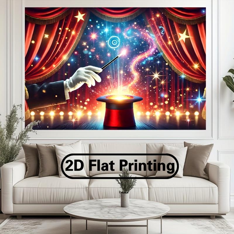 2D flat banner -1pc Magic Wizard Hat Trick polyester background, multi-purpose indoor and outdoor banner decoration