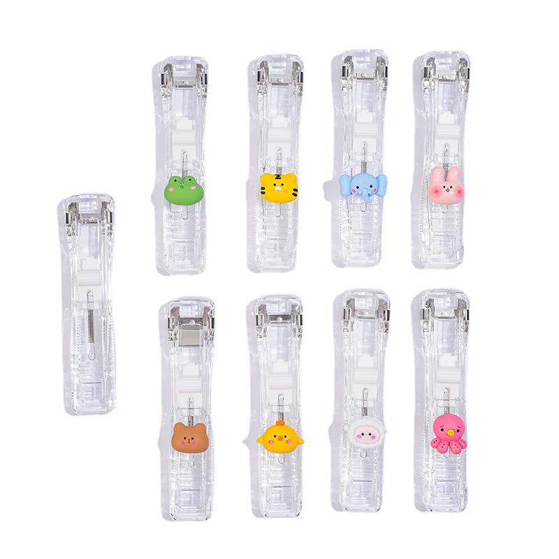 Cartoon Transparent Traceless File Binder Clip for Office Data Organization and Creative Learning