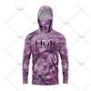 Mens Quick-Dry Fishing Shirt With Hooded Neck Cover UPF50 Sun Protection Lightweight Long Sleeve T-Shirt