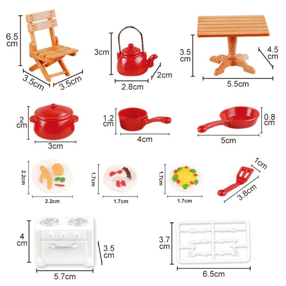 Plastic Dollhouse Furniture Multistyles Miniature Dining Table Bedroom 1:12 Living Room Sofa Set