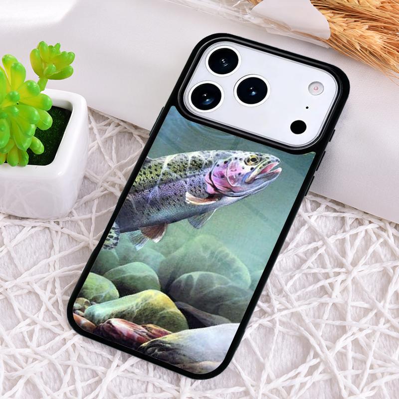 Trout Fish Fishing soft Shockproof Phone Case for iPhone 17 Air 16e 15 11 12 14 13 Pro Max Cover Coque