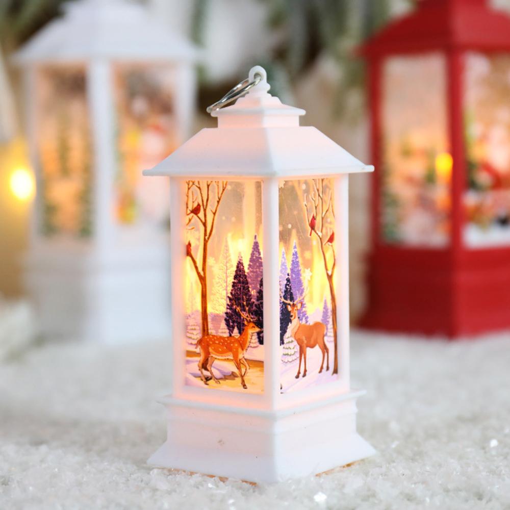 2pcs LED Christmas Candle, LED Tea Light Candles Cages with Holder Elk Santa Claus Printing Candlestick for Christmas Decoration