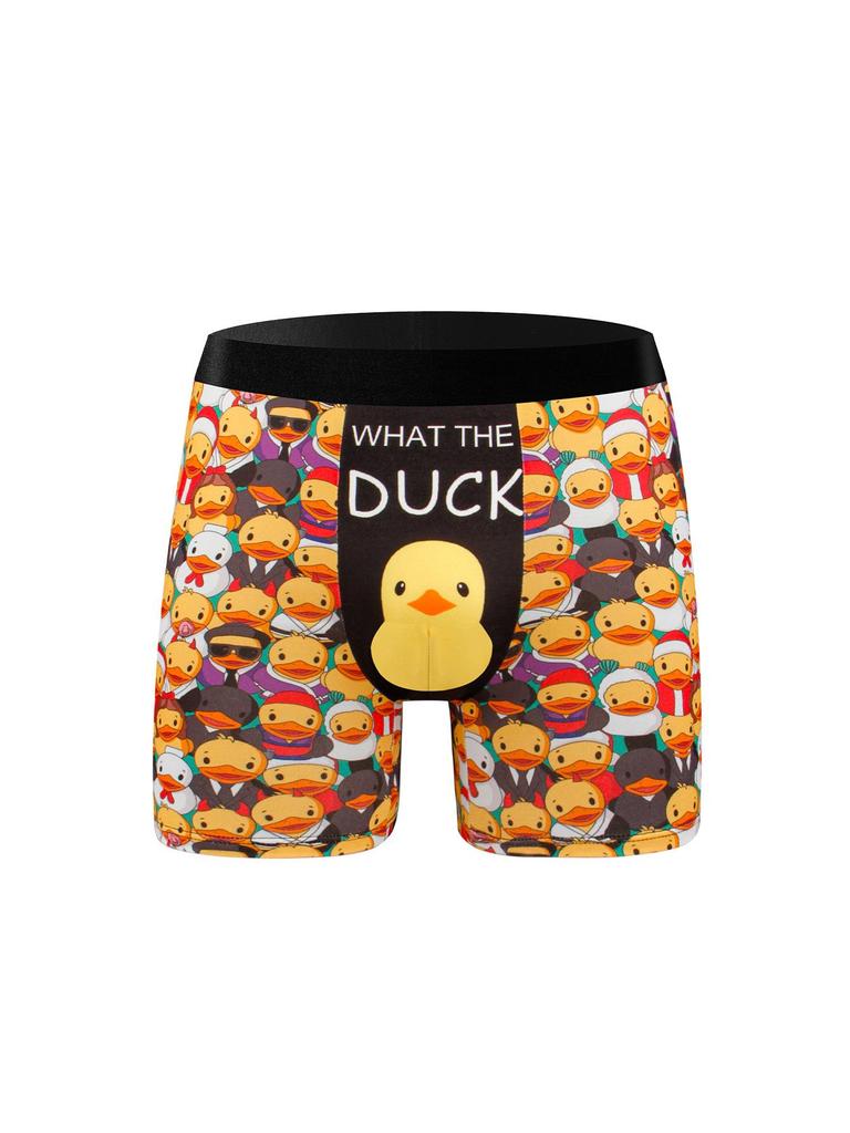 Temu Digital Printing Men's Breathable Boxer Briefs - Comfortable European & American Style Underwear