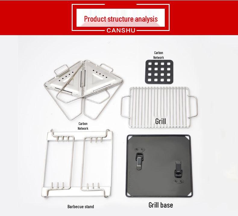 Portable Stainless Steel Folding BBQ Grill & Fire Pit for Outdoor Camping