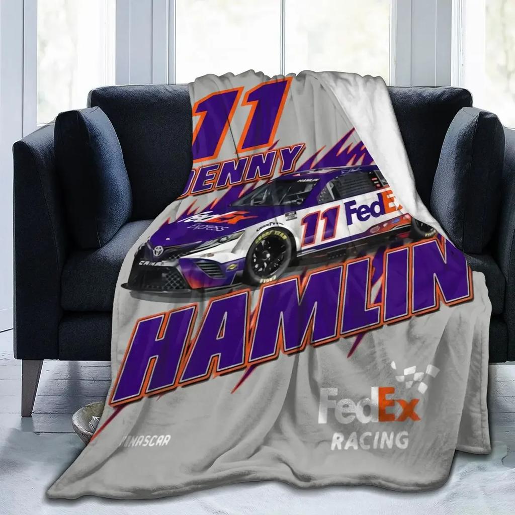 Denny Hamlin 11 All Season Fleece Blanket Throw Ultra Soft Flannel Blanket Digital Printed Premium Fluffy Microfiber Fleece