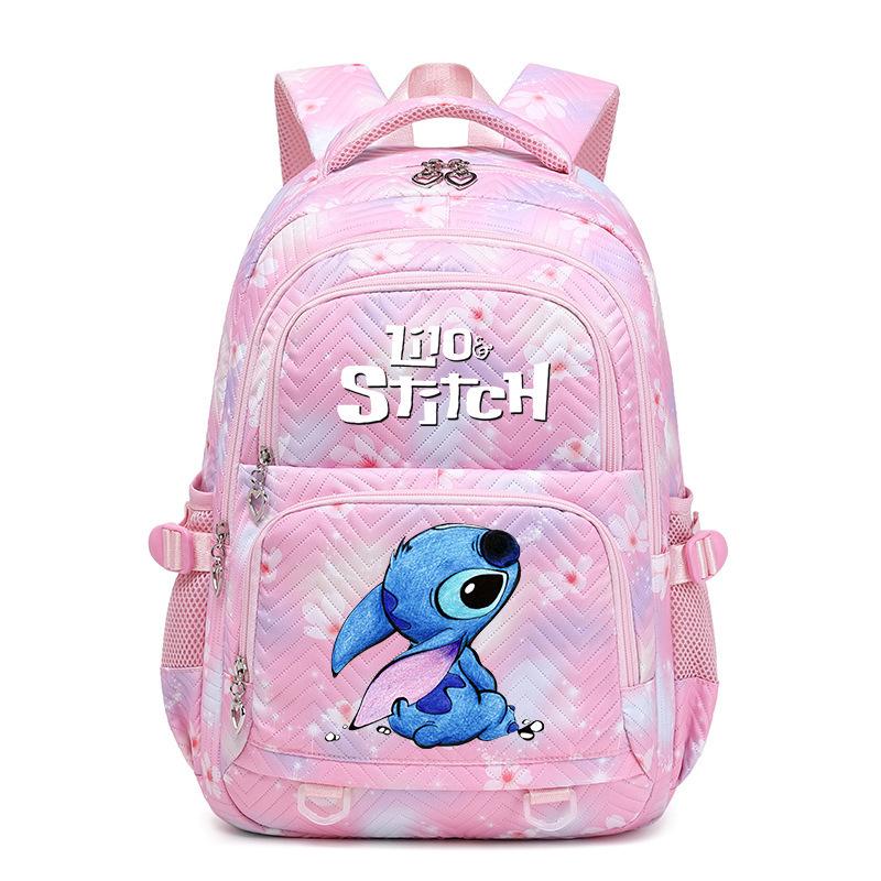 Teen girl student schoolbag with Stitch pattern printed backpack, children s large-capacity schoolbag, cute cartoon Backpack