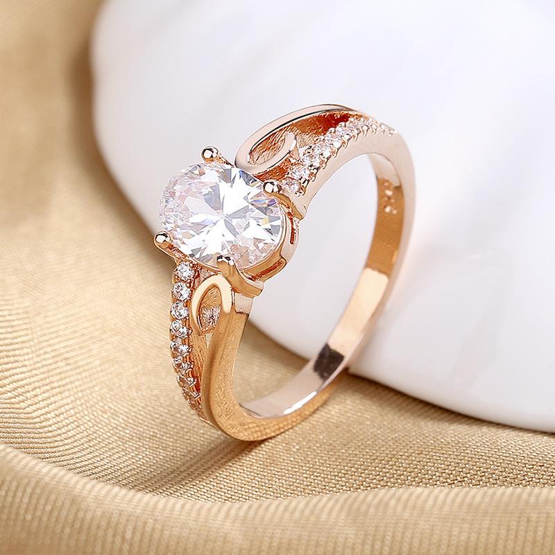Lindon Classic Copper Alloy Zircon Ring Ladies Jewelry Wedding Promise Party Gift