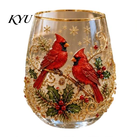 Feestelijk Ritueel Eetkamer Accessoire 330ML Kerst Glas Waterbeker, Krans/Kerstman/Hert/Kousen/Sneeuwman Patroon Feestelijk Glaswerk Seizoensgebonden