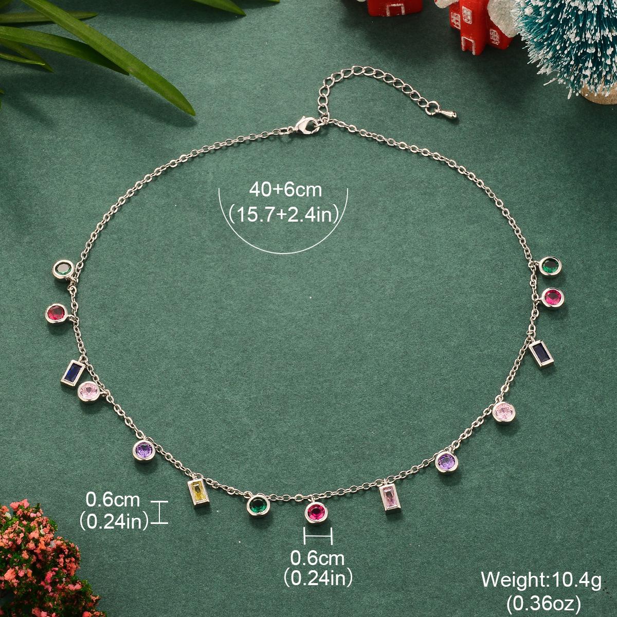 

New ins niche Christmas color zirconium splicing high-end simple wind necklace fashionable non-fading neck chain