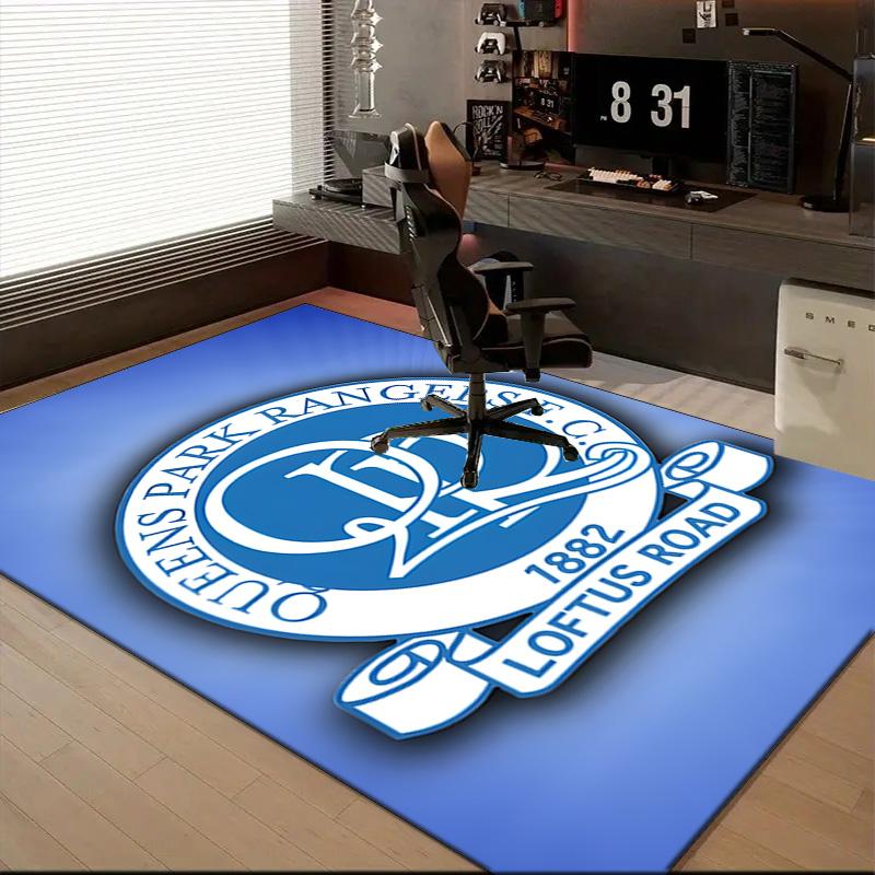 Queens Crest Football Rug for Living Room, Game Rooms, Office, Bedroom, Office Floor Mat Playful Design, fan gifts Christmas decor