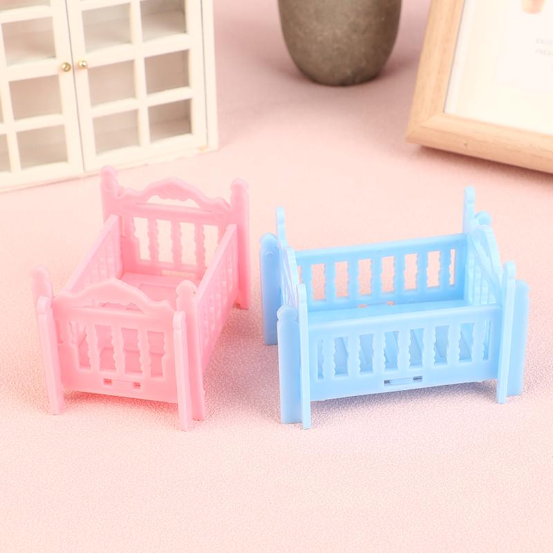 Dollhouse Miniature Cradle Crib Bedding Set Baby Doll Furniture Toys For Dolls Furniture Decorate