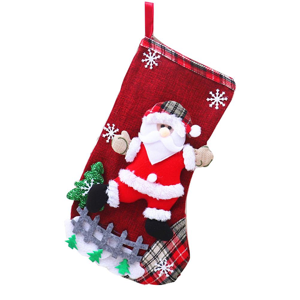 Christmas Stockings Xmas Ornament Christmas Sock 3D Pattern Santa Snowman Bear Hanging Xmas Tree Decoration Candy Gift Bags