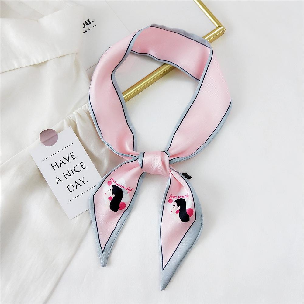 Decorative Simple Texture Silk Scarf Women'S New Style Spring And Autumn Summer Fashion Versatile Headscarf Work Scarf