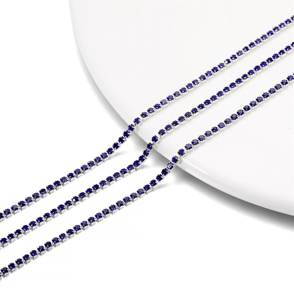 

1 метр, цепочка со стразами, серебряная основа, стеклянные стразы, красочная цепочка для отделки чашек для DIY ожерелья, аксессуары для изготовления ювелирных изделий