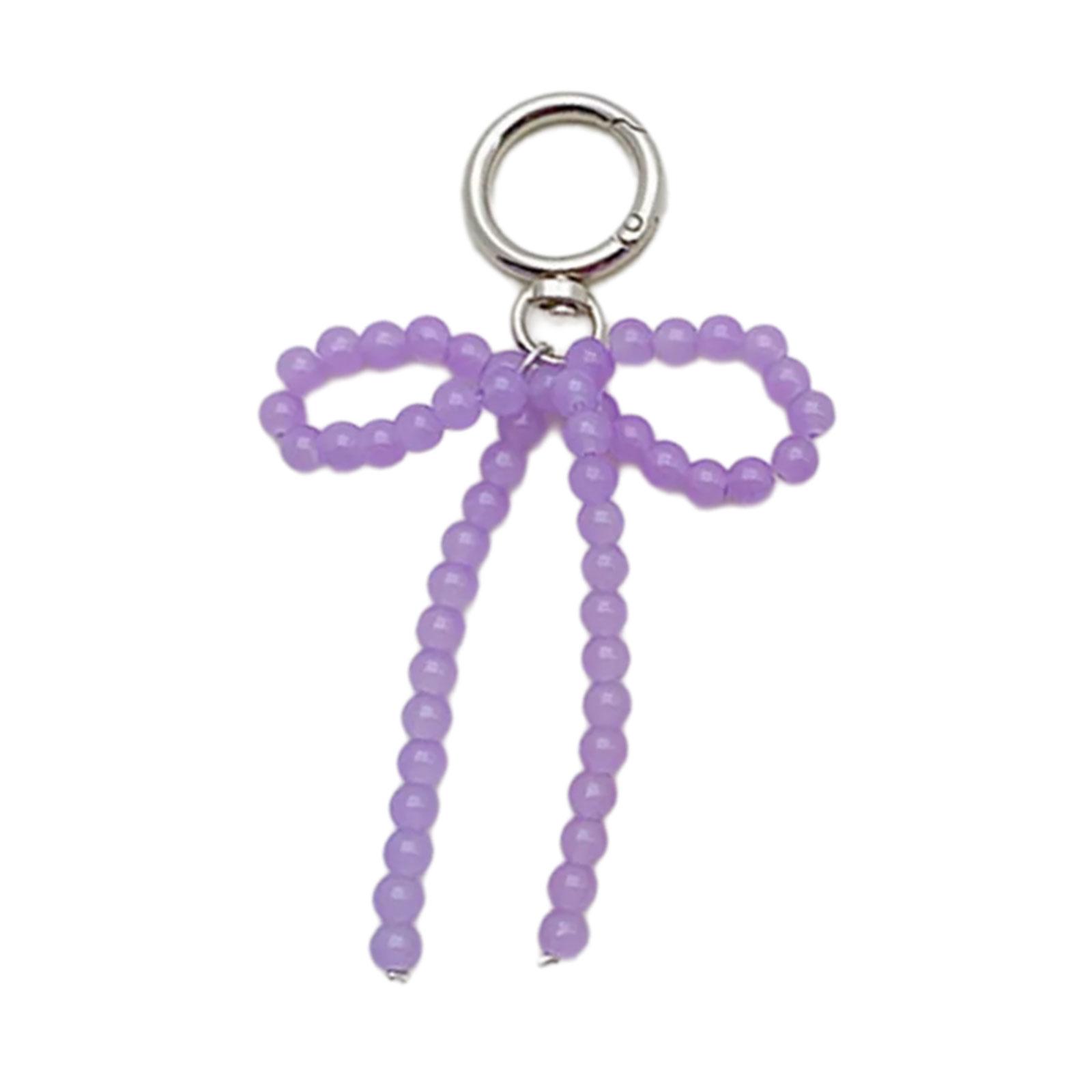 

Подвеска для сумки из бисера карамельного цвета, привлекающая внимание цепочка для телефона с отличительной подвеской-бантом из бисера для сумки-кошелька фиолетовый