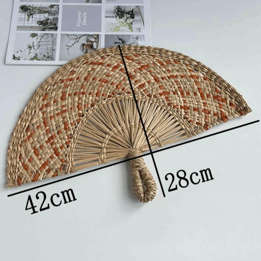 Semicircular Grass Woven Fan Seaweed Cooling Fan Natural Handheld Fan Summer