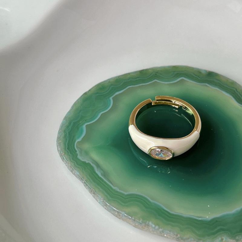 Vierblättriges Kleeblatt Tropfenglasur Ring Zart Leichter Luxus Nischendesign Premium-Sinn Diamant Persönlichkeit Passend Offener Zeigefinger Alltäglicher zarter Ring