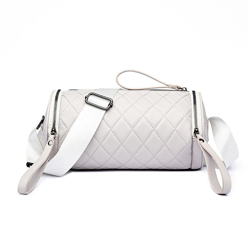 

Spring and Summer New High-end Diamond Grid Crossbody Bag, Women s Versatile Single Shoulder Crossbody Cylindrical Bag, Pillow Bag брудно-білий