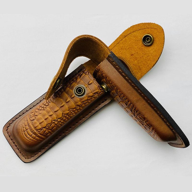 1PC Cowhide Knife Case Leather Sheath Pouch Folding Knife Cover Pocket Knife Scabbard Holder Belt Case Tactical Gear Accessories