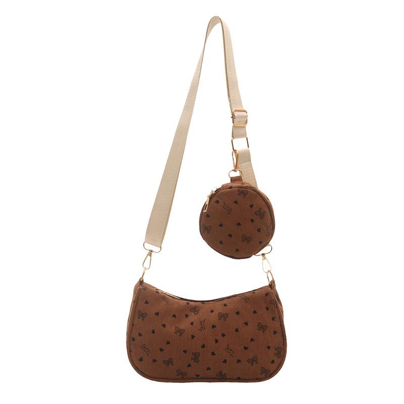 

New casual floral women s messenger bag large capacity niche commuting versatile shoulder bag hanging small cloth bag коричневий