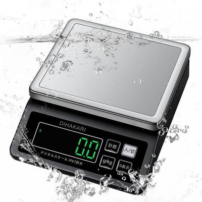 DIHAKARI (Di-hakari) Washable Kitchen Scale, IP67 Waterproof, Fully Washable, 0.1g Increments, Digital Scale, 5kg Capacity, Submersible, 304 Stainless