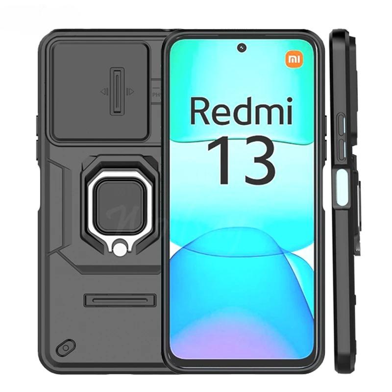 Shockproof Case For Xiaomi Redmi 13 Case For Redmi 13 4G Ring Holder Armor Back Cover For Redmi 13 Push Window Case 6.79 Inch