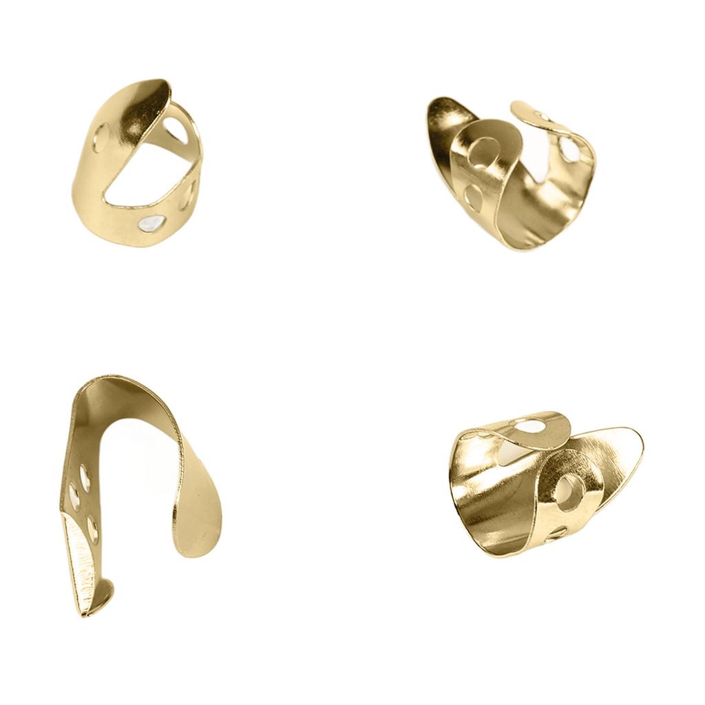 4Pcs Guitar Finger Pick Stainless Steel Glossy Appearance Metal Thumb Pick Guitar Accessories Gold