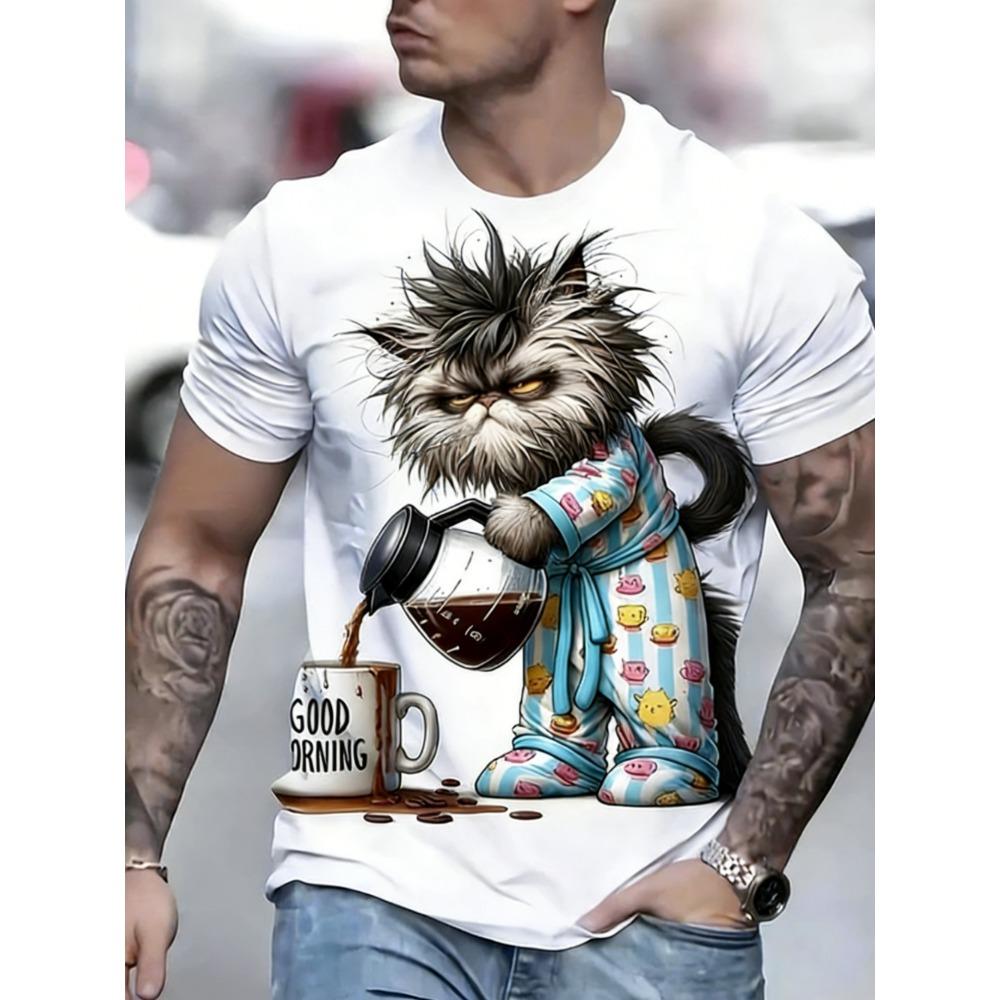 Summer Interesting Animal 3D Printed Men's T-shirt Loose Breathable Large Size Short Sleeved T-shirt