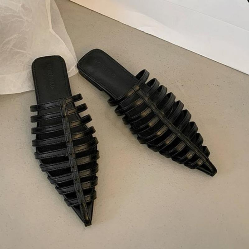 Fashion Baotou Sandals Spring New Pointed Head Shallow Mouth Thin with Soft Sole Anti-slip Wear-resistant Flat Slippers